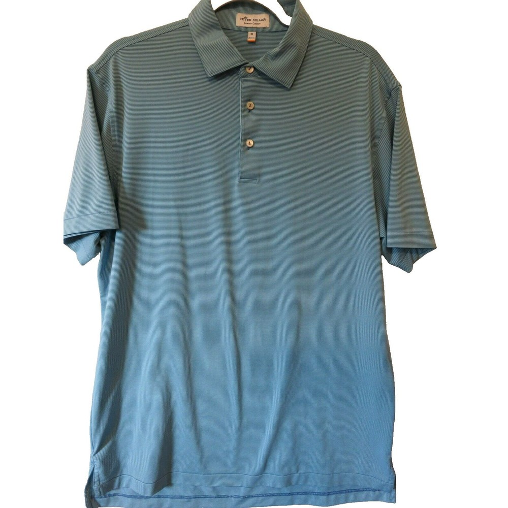 Peter Millar Summer Comfort Golf Polo Shirt Mens Sz M Blue Striped Performance